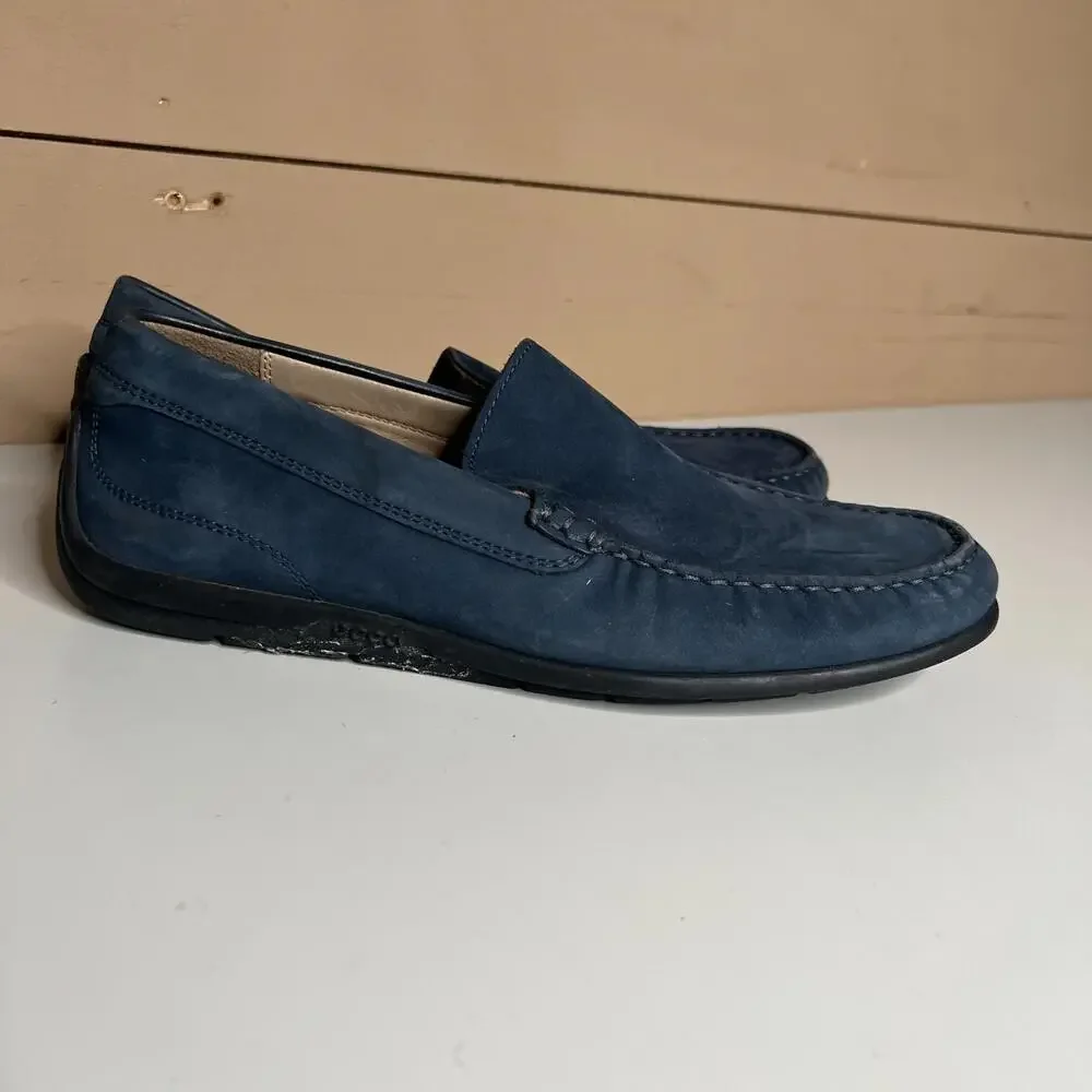 ECCO Men's Blue Leather Loafers Slip On Dress Shoes EU 40‎ US 6-6.5 Classic
